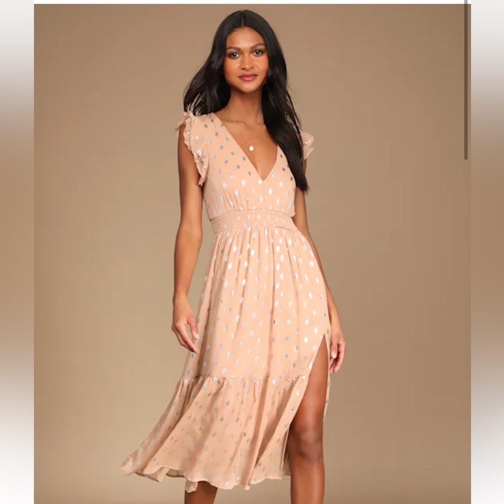 Lulu's Mauve Maxi Dress with Silver Accents